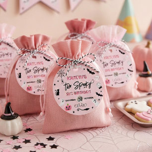 Two Spooky! Girls Halloween 2nd Birthday Party Favor Tags