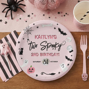 Two Spooky! Girls Halloween 2nd Birthday Party Paper Plates