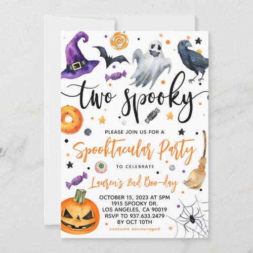 Two Spooky Halloween 2nd Birthday Invitation