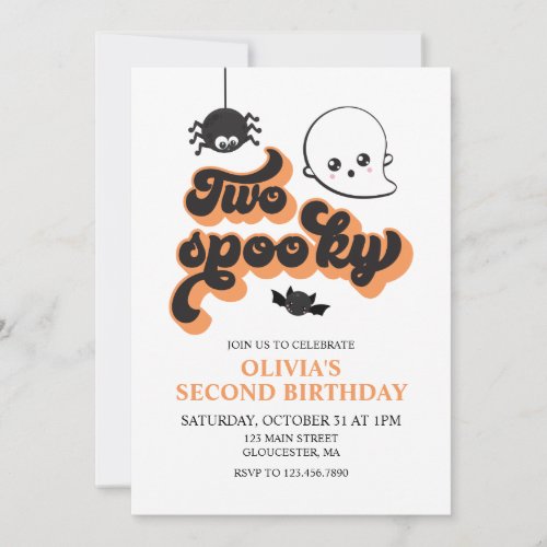 Two Spooky Halloween 2nd Birthday  Invitation