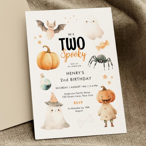 Two Spooky Halloween 2nd Birthday Invitation