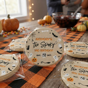 Two Spooky! Halloween 2nd Birthday Party Favor Classic Round Sticker