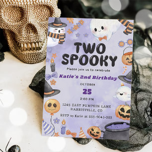 Two Spooky Halloween 2nd Birthday Party Invitation
