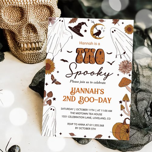 Two Spooky Halloween 2nd Birthday Party Invitation