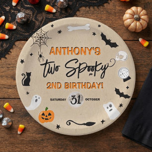 Two Spooky! Halloween 2nd Birthday Party Paper Plates