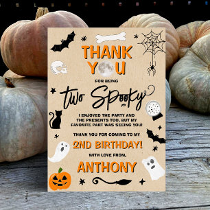 Two Spooky! Halloween 2nd Birthday Thank You Card