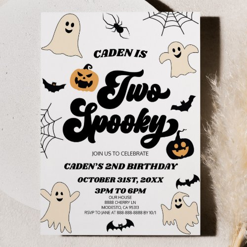 Two Spooky Halloween 2nd Second Birthday Party Invitation