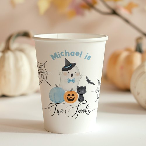 Two spooky Halloween Birthday blue Boo Paper Cups