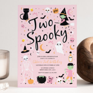 Two Spooky Halloween Birthday Party Invitation