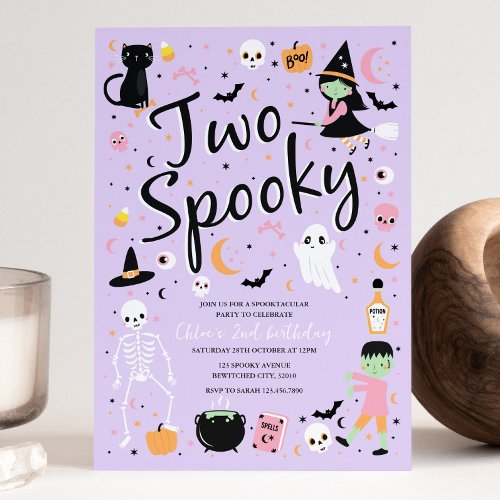 Two Spooky Halloween Birthday Party Invitation