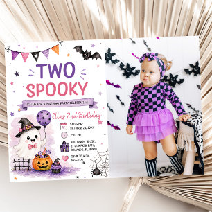 Two Spooky Halloween Birthday Party Photo Invitation