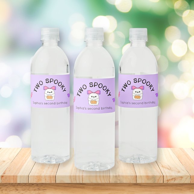 Two Spooky Halloween Birthday Water Bottle Label (Creator Uploaded)