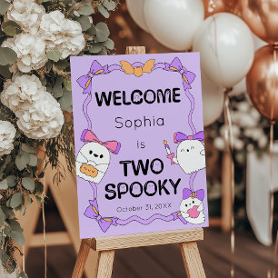Two Spooky Halloween Birthday Welcome Sign