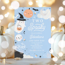 Two Spooky Halloween Bly Ghost 2nd Birthday Party Invitation