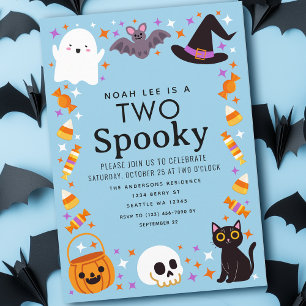 Two Spooky Halloween Boys 2nd Birthday Invitation