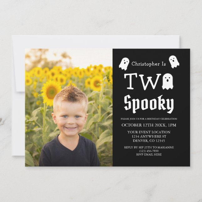 Two Spooky Halloween Ghost 2nd Birthday Invitation (Front)