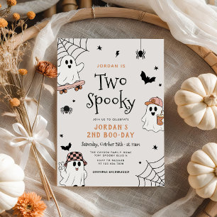 Two Spooky Halloween Ghost 2nd Birthday Invitation