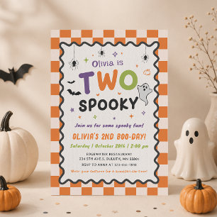 Two Spooky Halloween Ghost 2nd Birthday Invitation