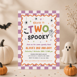 Two Spooky Halloween Ghost 2nd Birthday Invitation