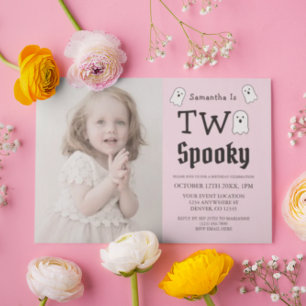 Two Spooky Halloween Ghost 2nd Birthday Invitation