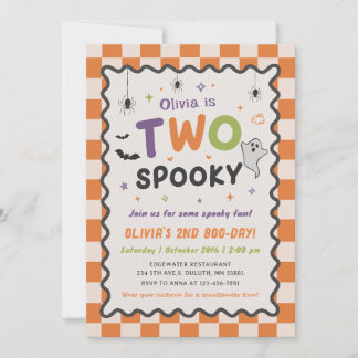 Two Spooky Halloween Ghost 2nd Birthday Invitation
