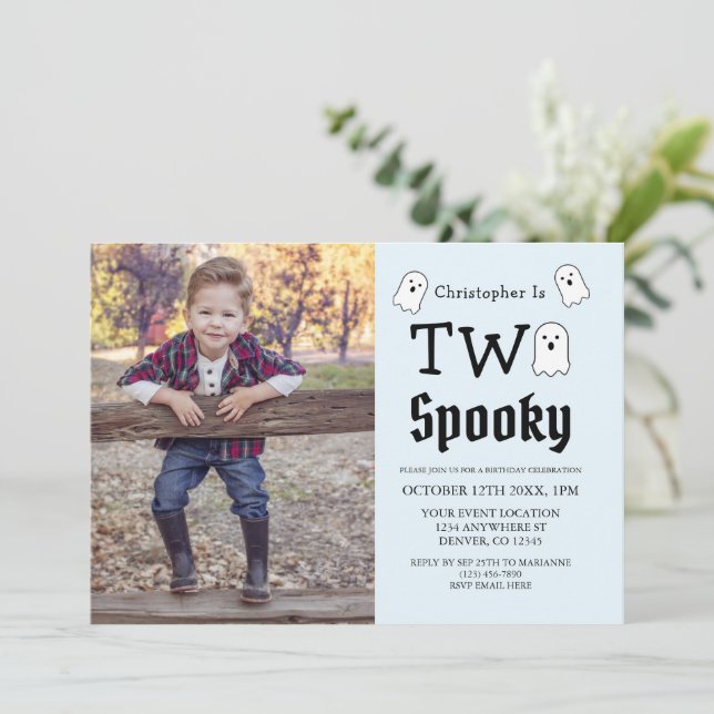Two Spooky Halloween Ghost 2nd Birthday Invitation (Standing Front)