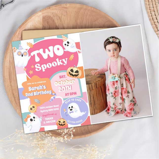 Two Spooky Halloween Groovy 2nd Birthday Party Invitation (Creator Uploaded)