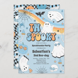 Two Spooky Halloween Groovy Ghost 2nd Birthday Invitation