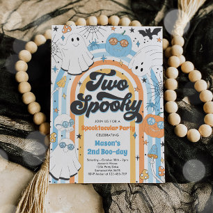 Two Spooky Halloween Groovy Ghost 2nd Birthday Invitation