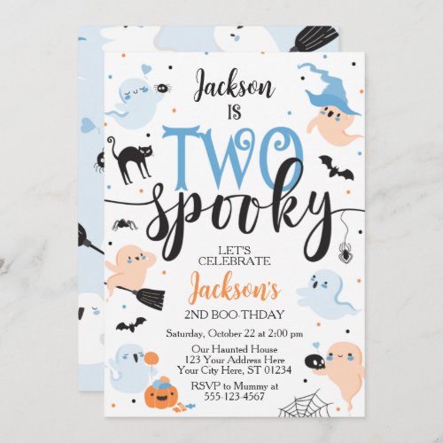 Two Spooky Halloween Invitation Second Birthday I Invitation