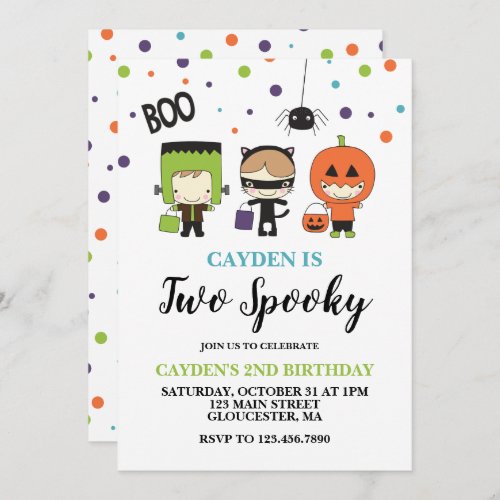 Two Spooky Halloween Kids Birthday Invitation