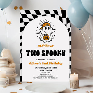 Two Spooky Halloween Retro 2nd Birthday Party Invitation