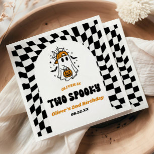 Two Spooky Halloween Retro 2nd Birthday Party Napkins