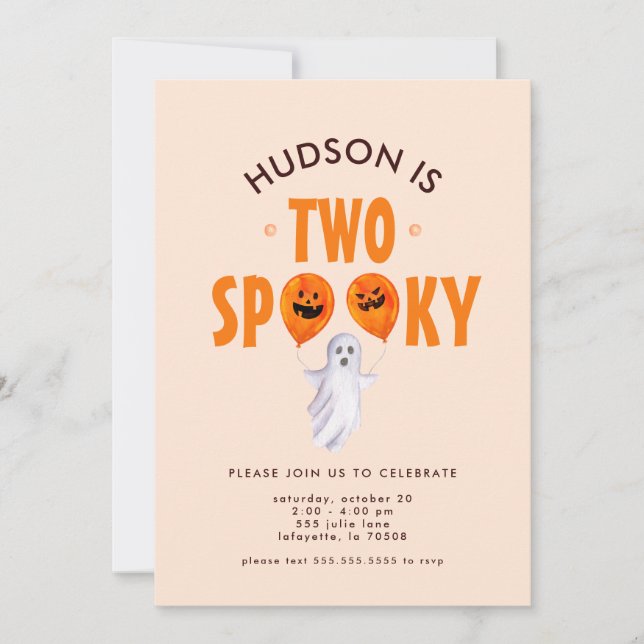 Two Spooky Halloween Second Birthday Invitation (Front)