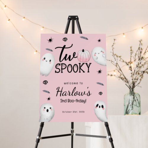 Two Spooky Pink Ghost Halloween Birthday Welcome  Foam Board
