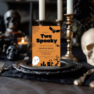 Two Spooky Pink Halloween Second birthday party Invitation