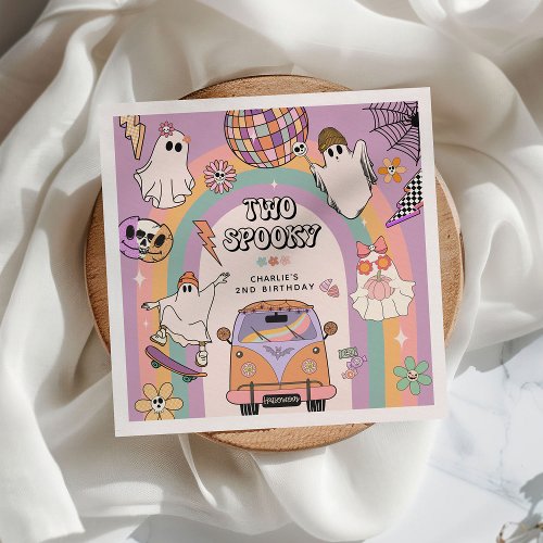 Two Spooky Retro Fun 2nd Birthday Party Napkins