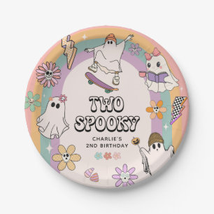 Two Spooky Retro Fun Halloween 2nd Birthday Party  Paper Plates