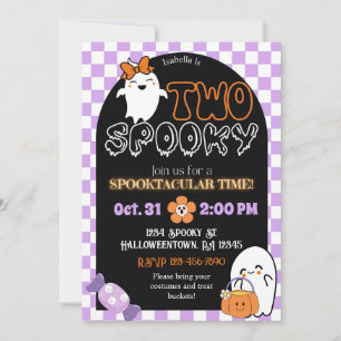 Two Spooky, Retro Theme 2nd Birthday Invitation