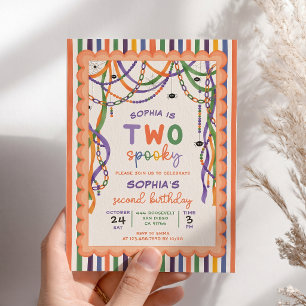 Two Spooky Second Birthday Colorful Halloween Invitation