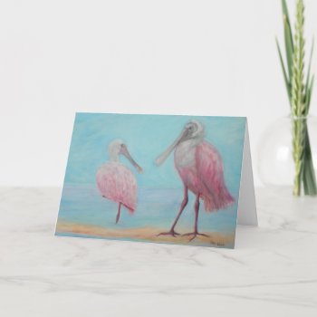 Two Spoonbills Greeting Card by Pattyshop at Zazzle