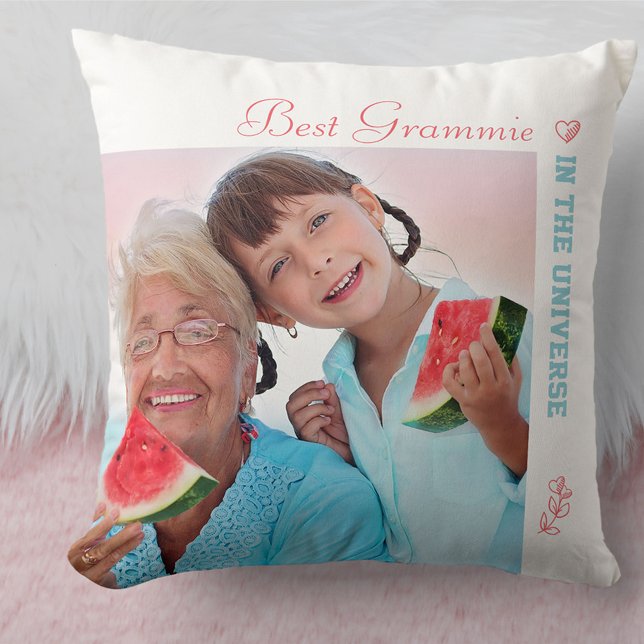 Two Square Photos - Best Grammie in the Universe Throw Pillow (Creator Uploaded)