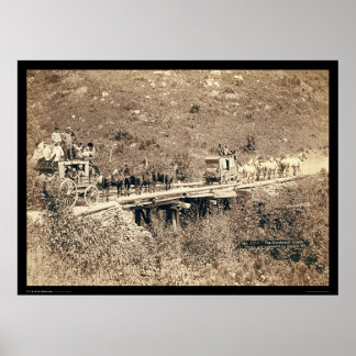 Two Stagecoaches Passing Black Hills WY 1889 Poster