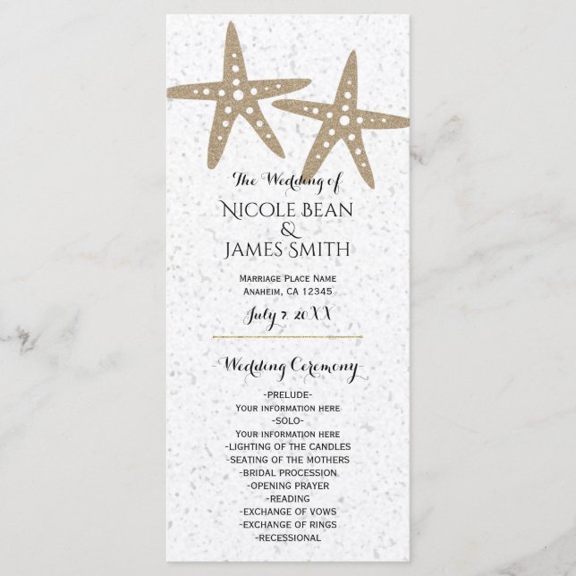 Two Starfish Beach Bridal Shower Wedding Program (Front)