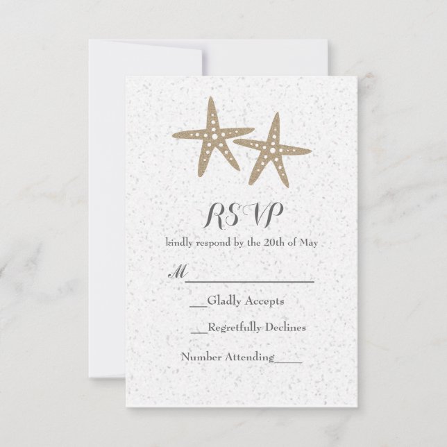 Two Starfish Beach Bridal Shower Wedding RSVP Card (Front)