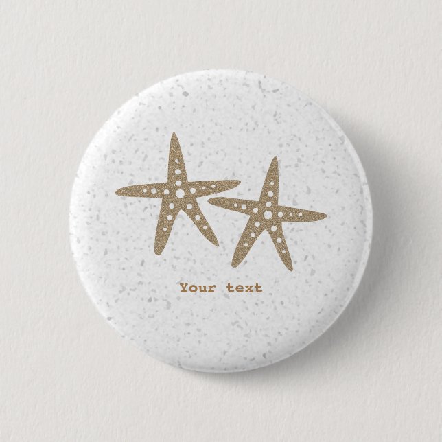 Two Starfish Beach Ocean Birthday Pin BUTTON (Front)