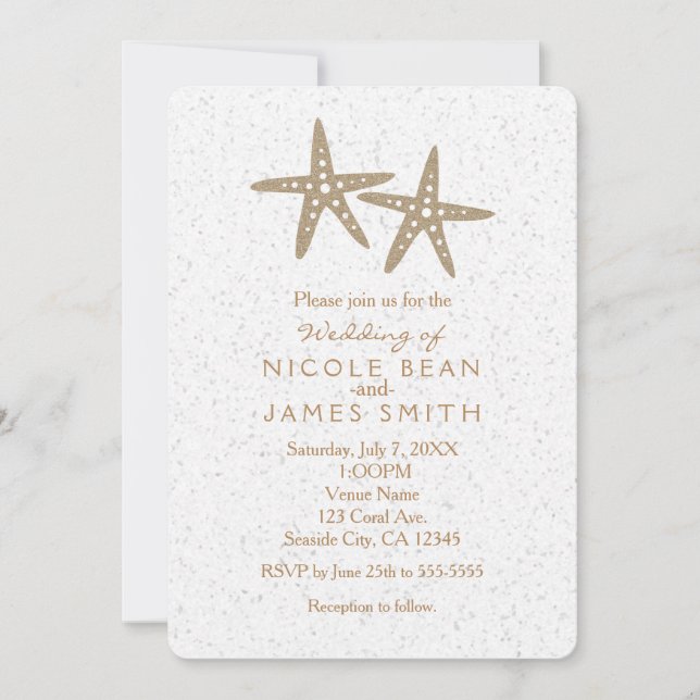 Two Starfish Beach Wedding Invitations (Front)