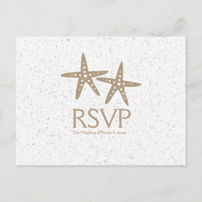 Two Starfish Beach Wedding RSVP cards (Front)