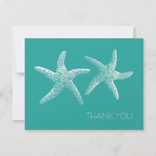 Two Starfish Blue Lagoon Monogrammed Thank You