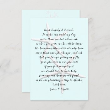 Two Starfish Couple Wishing Well Wording Cards by sandpiperWedding at Zazzle